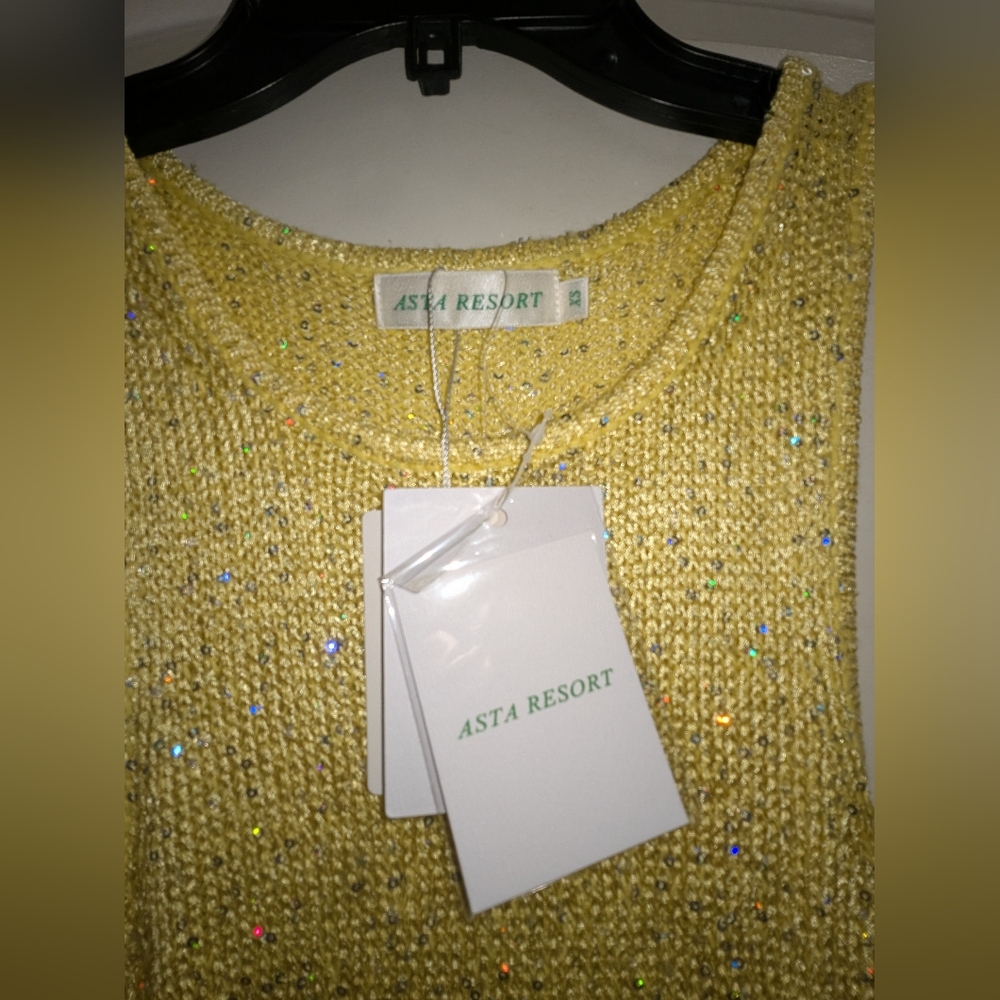 BB3. NWT ASTA RESORT NATALIA DRESS - CHARTREUSE SEQUIN - Picture 9 of 9